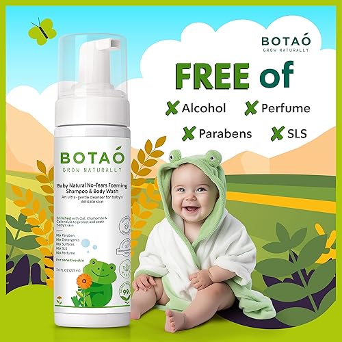 Miniatura 6 de Baby Sensitive Champú natural y gel de baño espumoso sin lágrimas  Sin fragancia 99% ingredientes naturales Champú vegano ultra suave para bebés y