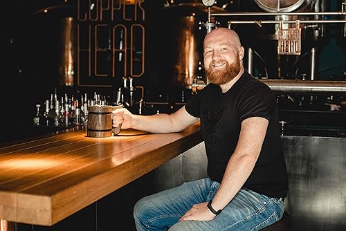 Miniatura 3 de Taza de cerveza vikinga de estilo antiguo, taza marrón retro hecha a mano de madera, jarra de cerveza de roble - Taza de cerveza de madera ecológica