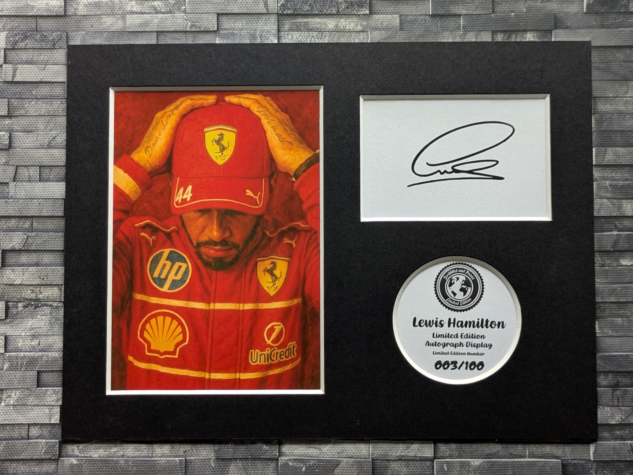 Lewis Hamilton Limited Edition Signed Autograph Display - F1 - Ferrari - Mounted and Ready to be Framed - V2