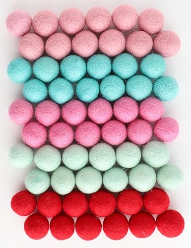 Miniatura 2 de Mini Felt Factory  Felt Ball DIY Christmas Garland Wool 60 Poms 1in Red Pink Turqoise Seasonal Home Decor  10 Feet String Craft Supplies