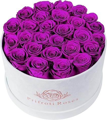 27 Roses in a Luxury Suede Box, Mother Day Flowers Gifts for Mom, Preserved Flowers for Her, Birthday Gifts for Women, Purple