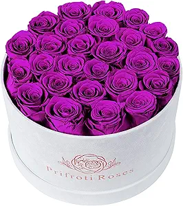 27 Roses in a Luxury Suede Box, Mother Day Flowers Gifts for Mom, Preserved Flowers for Her, Birthday Gifts for Women, Purple