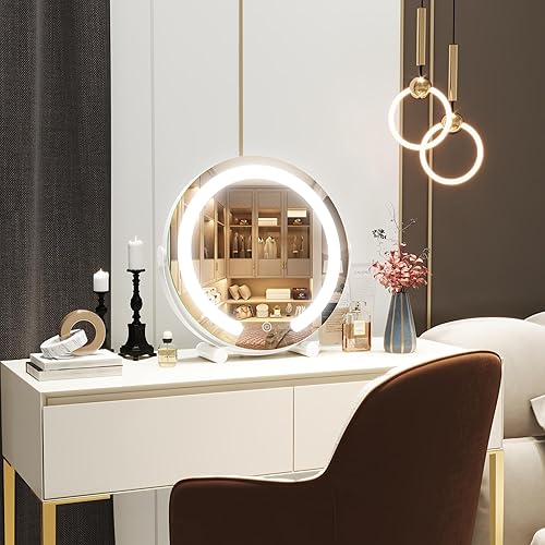 Miniatura 7 de Vierose Espejo de tocador de 13 pulgadas con luces, espejo de maquillaje LED para maquillaje de dormitorio, espejo iluminado con control táctil