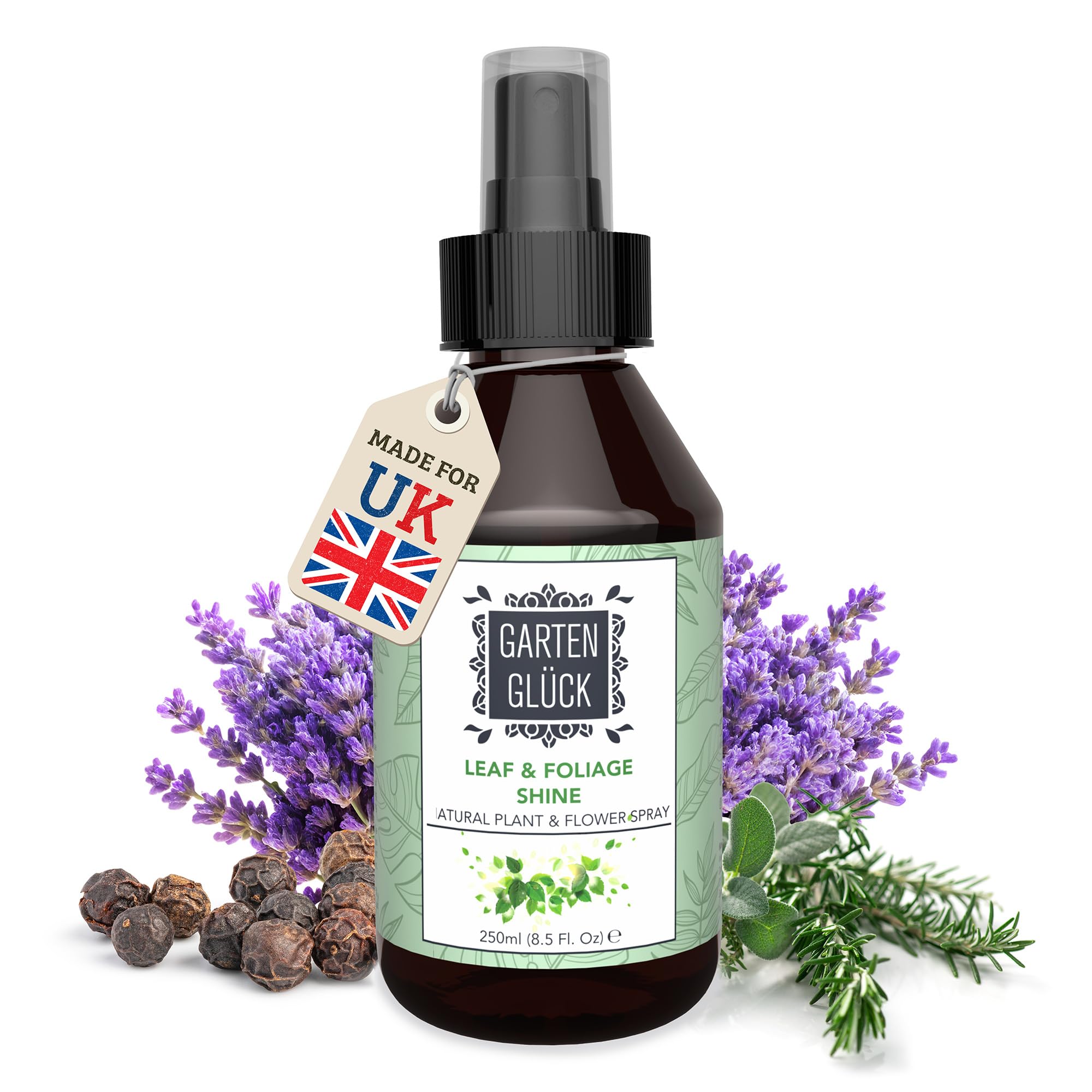 Plant Leaf Shine Spray - Plant Care Mist with Vitamin C & Lavender - Safe Plant Spray for Indoor Plants - Enhances Leaf Shine & Protects Against Dust, Bugs & Residue - 250ml