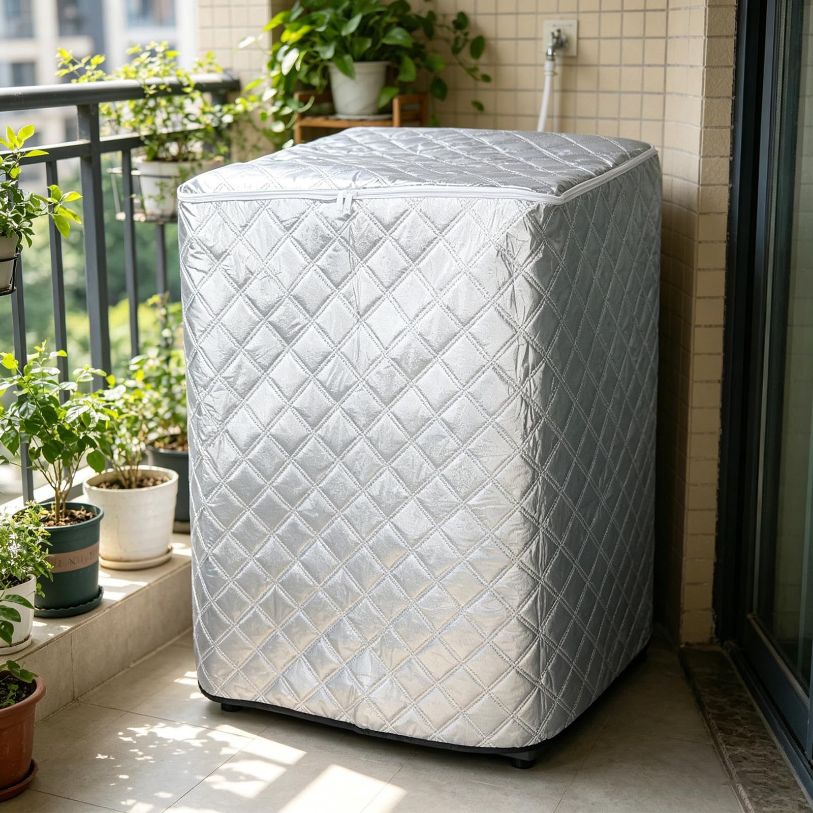 Housse Lave-linge Aluminium Argenté 60x60x84cm Anti-uv