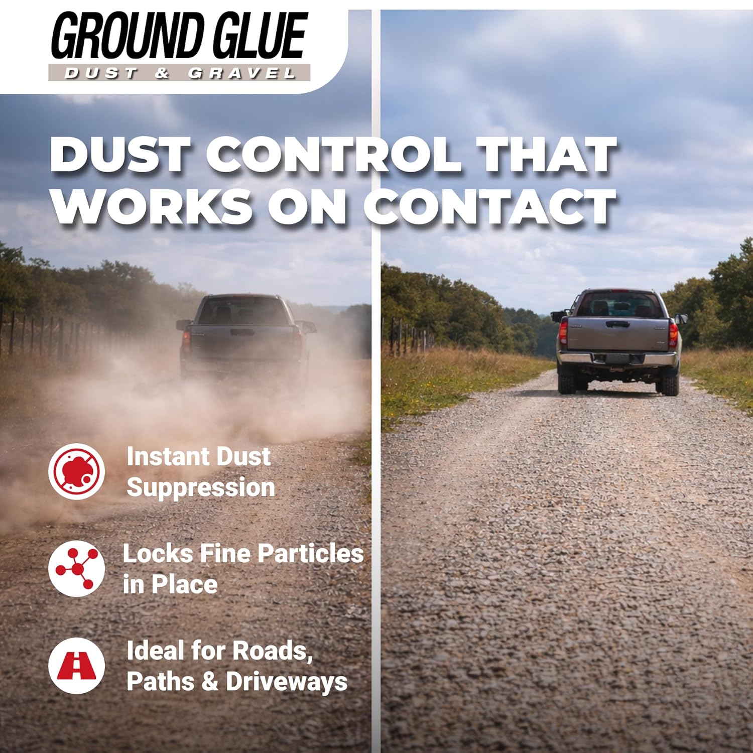 Corrosion Technologies Ground Glue Dust & Gravel, Dust Control Binder for Paths, Roads, Driveways, Ranch & ATV Trails, Super Concentrated Formula for Outdoor Soil & Rock Stabilization, 1 Gallon