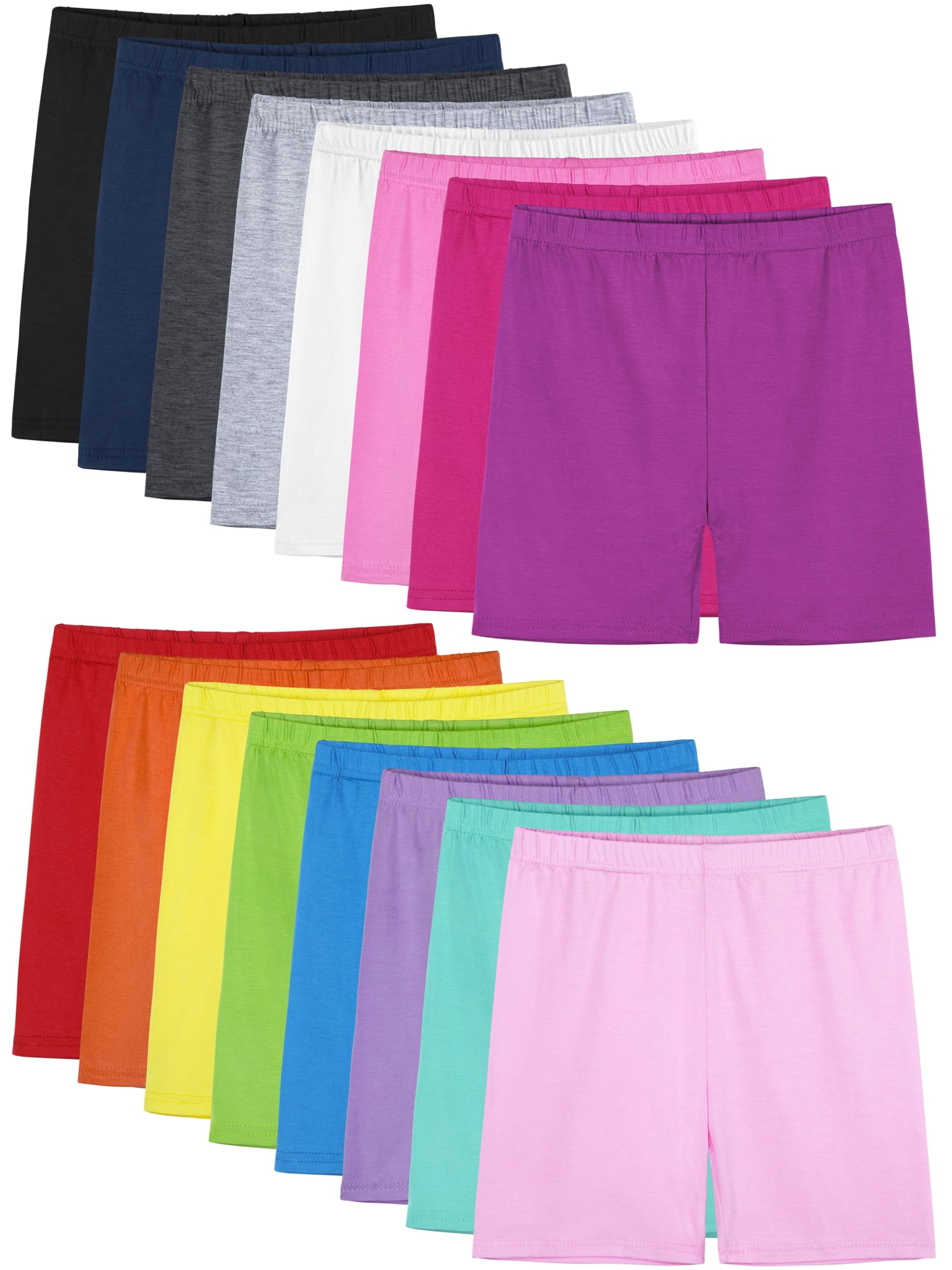 16 Pack Girls Dance Shorts Toddler Bike Biker Under Dress Cartwheel Kids Shorts Multi-Color Girls Clothes