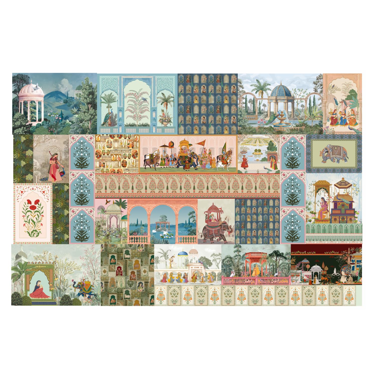 Royal Mughal Heritage Wallpaper – Indian Palace & Garden Theme Wall Mural for Living Room, Bedroom & Hotels (Ds 01) 6 FEET X 8 FEET (Non Woven Prime - Non Adhesive, 48, Square Feet)