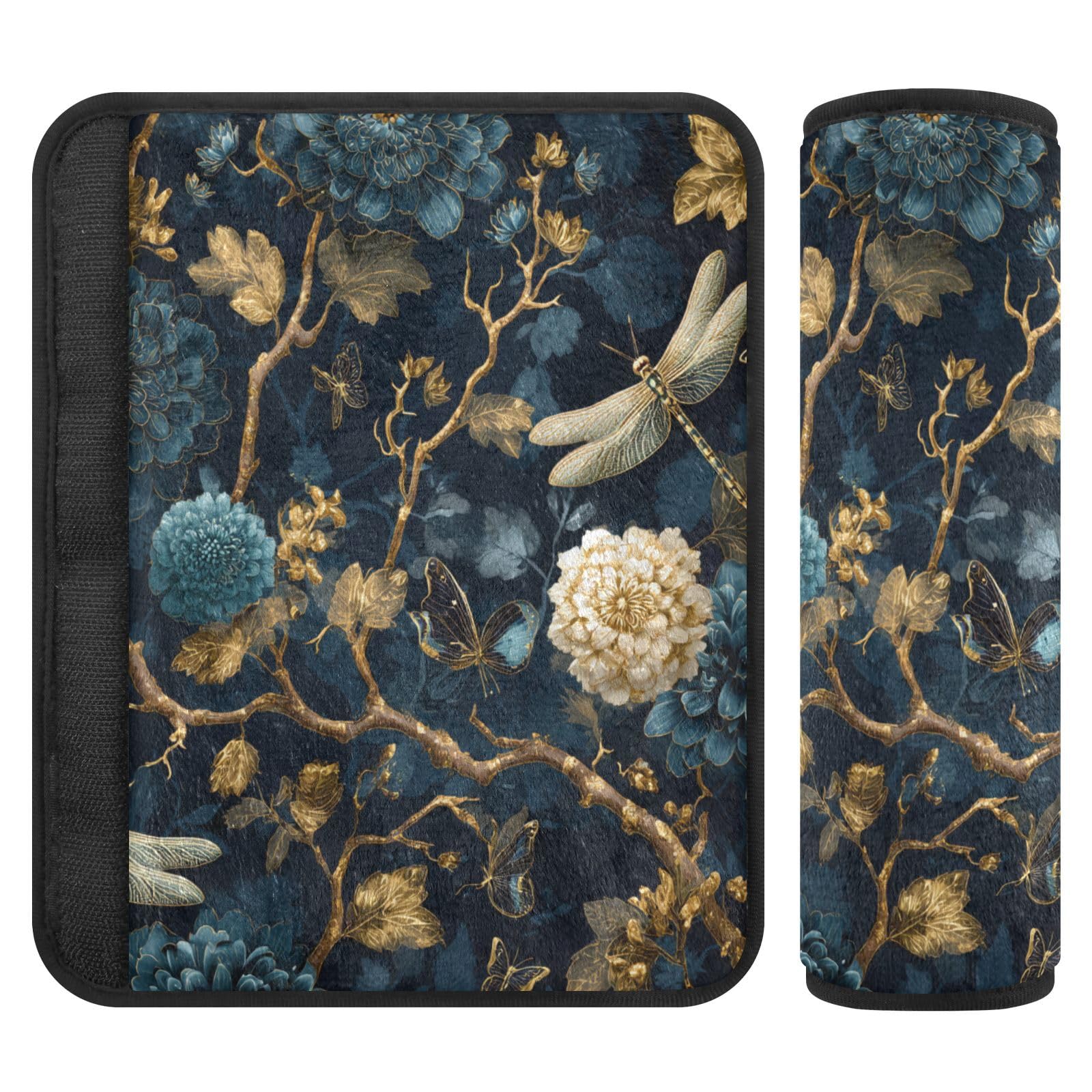 2 Pack Seatbelt Covers Seat Belt Cover Pad for Adults Boys Girls Car Seat Strap Covers Pads Cushion Universal Shoulder Strap Pad Protector for Backpack Camera Bag 10x7.7Inch Mystical Flowers and Drago