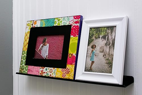 Miniatura 8 de Repisa flotante, estante para fotos, repisa artística, muy duradera y fabricada en los Estados Unidos (negro, 18 pulgadas)