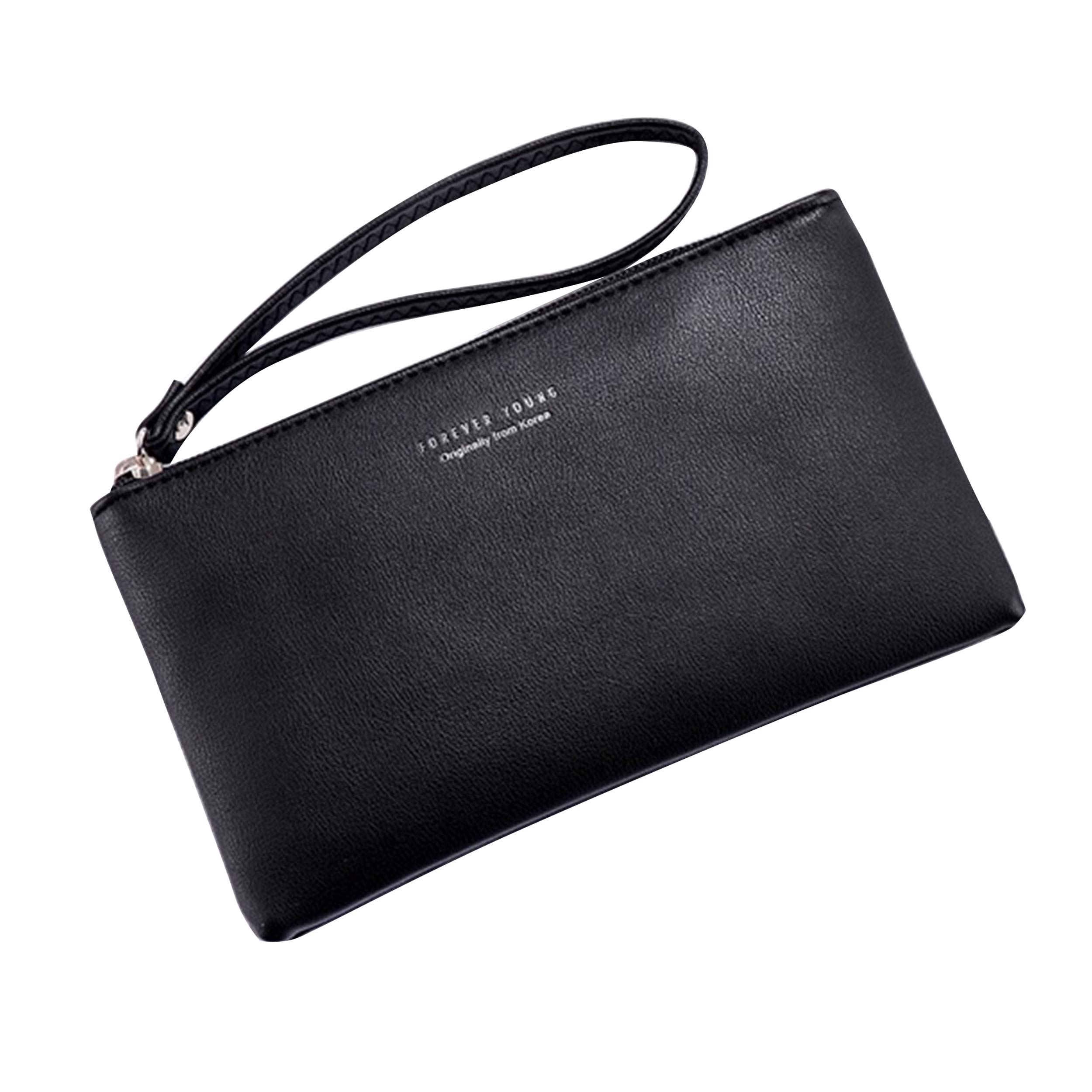 Women's Solf PU Leather Wallet Causal Zipper Purse Cosmetic Bag Ladies long wallet Cellphone Bag with Handle