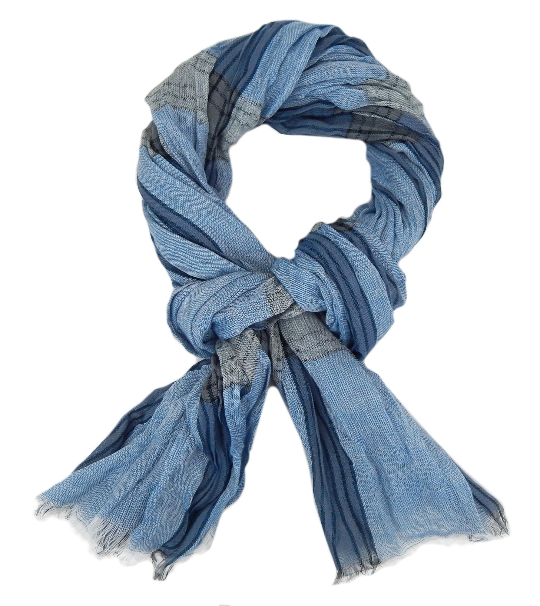 Ella Jonte Men's Blue Lightweight Scarf Grey Black Or Viscose Scarf For One Size