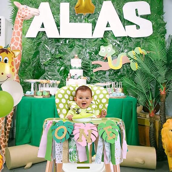 Wild One Birthday Banner - Pink Safari Highchair Banner, Photo Booth Props, Backdrop, Cake Smash