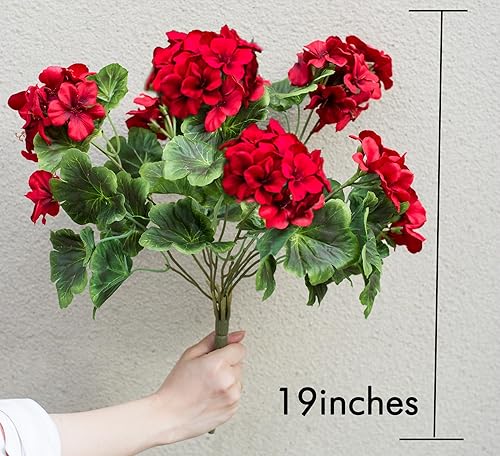 Miniatura 2 de Mumiko 2 piezas de geranios artificiales de seda de 19 pulgadas, cesta colgante de jardín al aire libre, porche, decoración del hogar