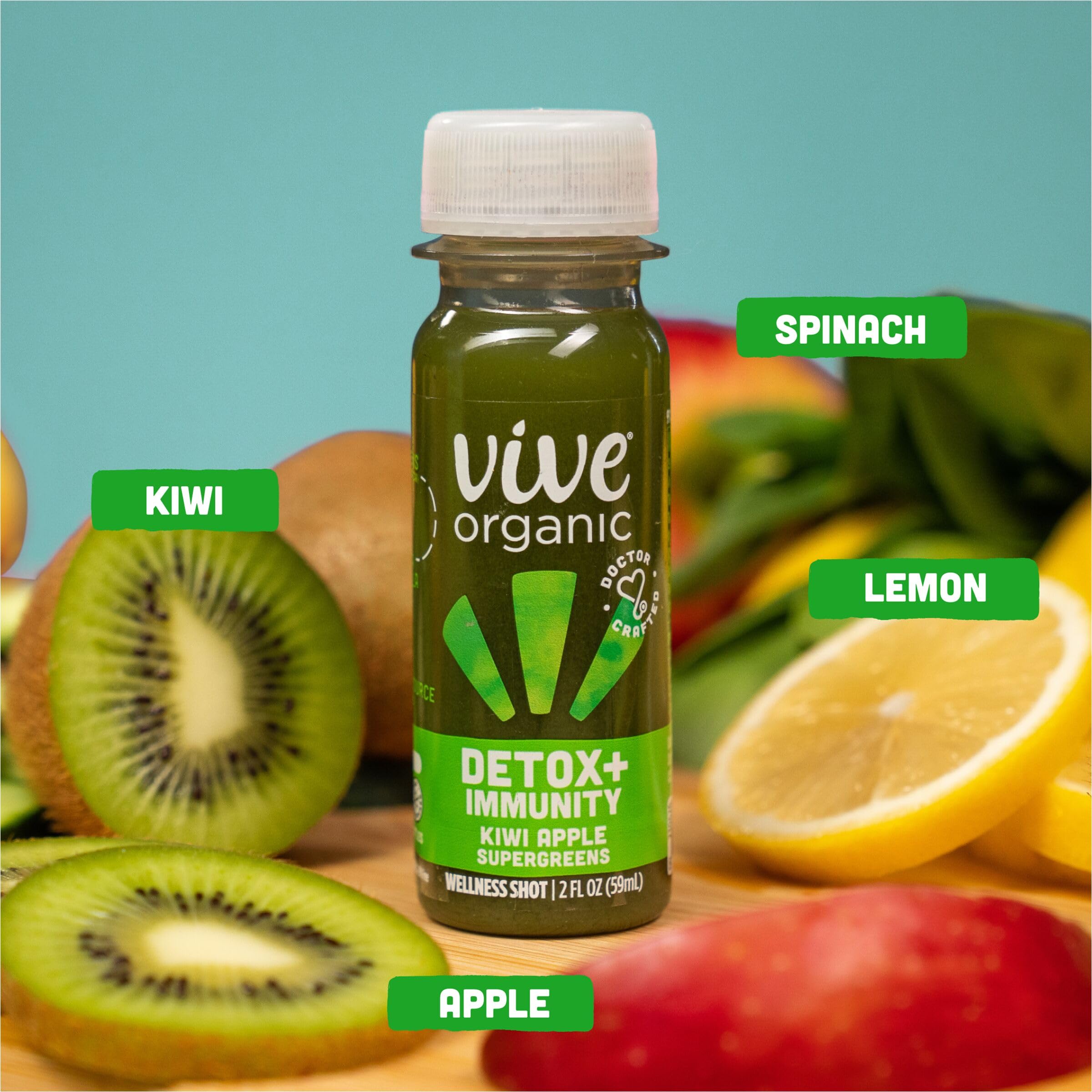 Vive Organic Detox + Immunity Kiwi Apple Wellness Shot, 2 fl oz