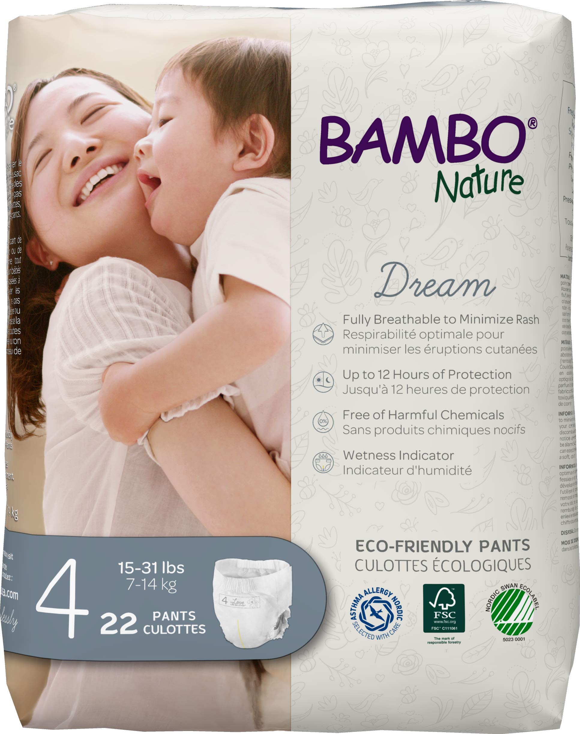 Bambo Nature Premium Training Pants - French/English Packaging, Size 4, 110 Count