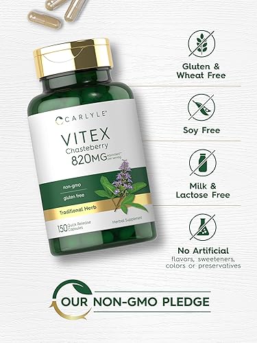 Miniatura 5 de Carlyle Vitex - Suplemento de Chasteberry | 820 mg | 150 cápsulas | Vitex Agnus-Castus Fruit para mujeres | Sin OMG, sin gluten