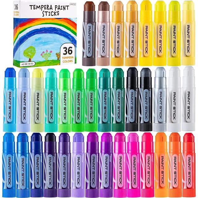 JOYIN 36 Temperas Lavables en Stick, Pintura para Niños 3 Años, Vistoso Tempera Paint Stick
