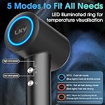 LKV Hair Dryer,Professional Ionic Hair Dryer with 200 Million Negative Ions,1500W High-Speed Ionic Blow Dryer for Fast-Drying, Low Noise with Nozzle, Lightweight for Home Salon and Travel-Dark
