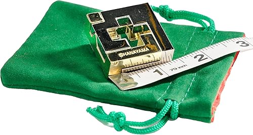 Miniatura 6 de Cross Hanayama Puzzle, nivel 3, con terciopelo verde, bolsa de satén rojo con cordón, paquete
