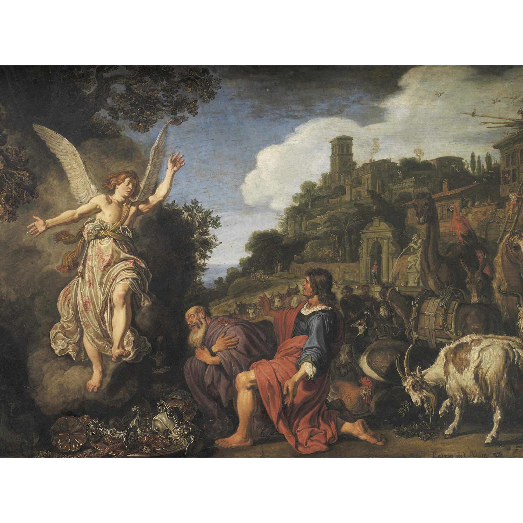 Lastman Angel Raphael Takes Leave Old Tobit Painting Large Wall Art Poster Print Thick Paper 18X24 Inch