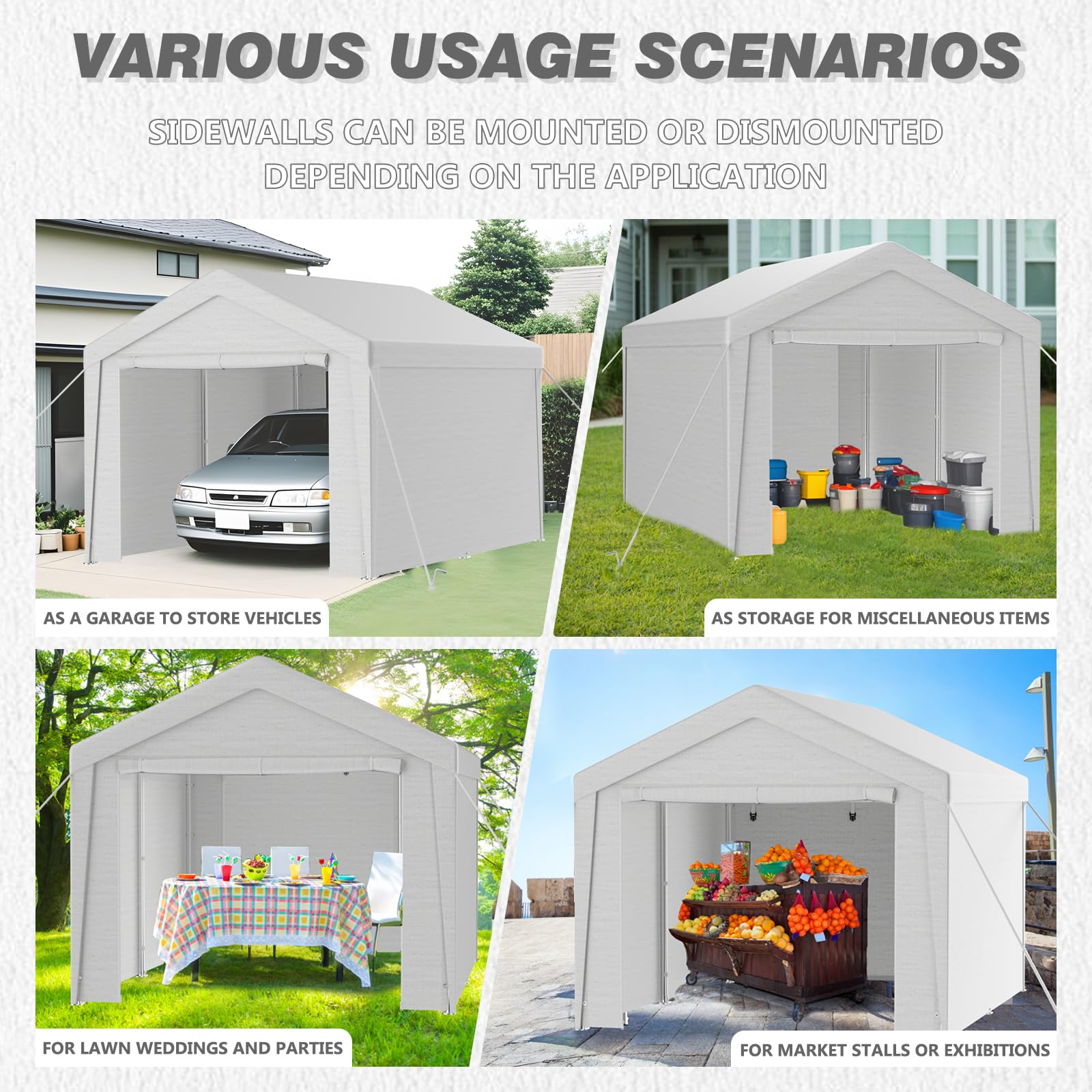 Gazebo per tenda 3x4m telone PE resistenti UV pareti laterali rimovibili telaio metallico tetto rinforzato