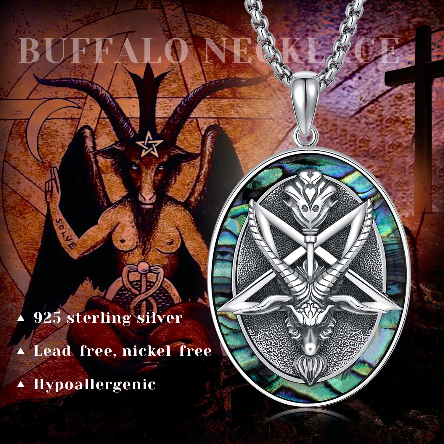 JUSTKIDSTOY 925 Sterling Silver St Michael/St Peregrine/Virgin Mary/St Francis/St Anthony/St Joseph/Baphomet Necklace for Men Women Amulet Religious Saint Medal Jewelry Gifts