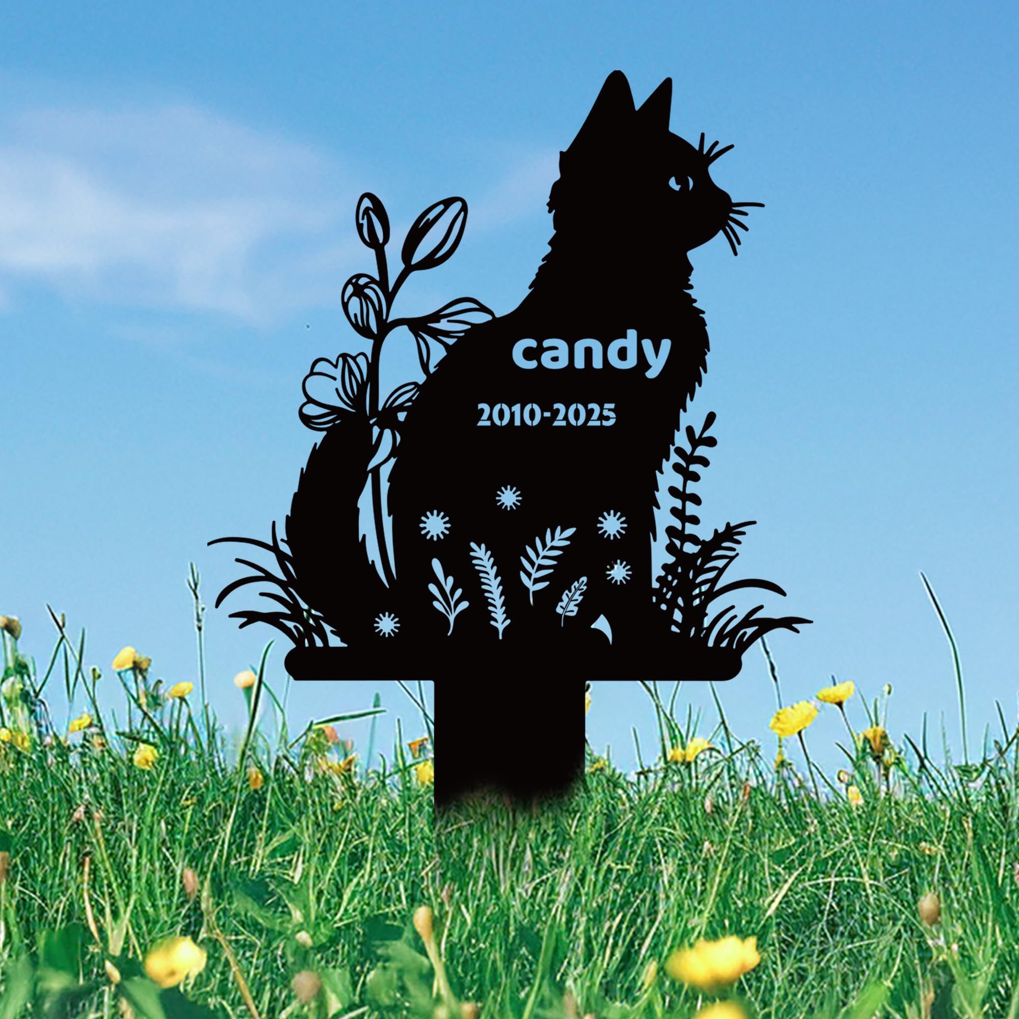 JLSKCN Personalised Dog Memorial Plaque, Pet Headstones for Dogs for Lost Dog Sympathy Gift, Outdoor Dog Garden Metal Stake Cat Garden Metal Stake for Cemetery Garden Dog Cross for Grave (Cats 2)