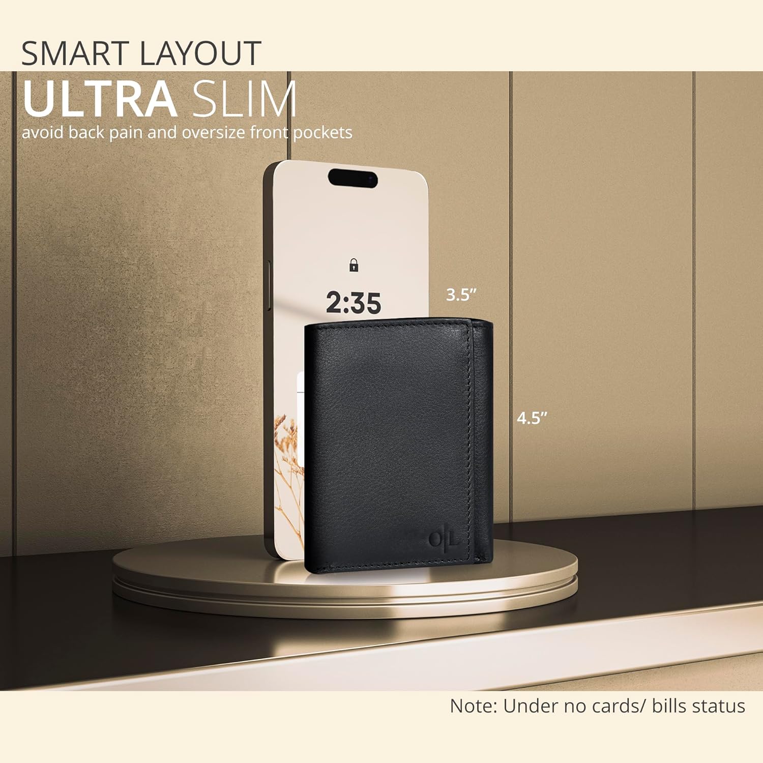 Real Leather Mens Trifold Wallet RFID Blocking Slim Minimalist Front Pocket - Thin & Stylish with ID Window in Gift Box - Image 3