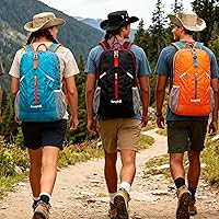 Vista 7 de 25L Foldable Hiking Backpack Lightweight Packable Basic-Daypack Collapsible Bag Water-Resistant Travel Men Women Camping Cycling Outdoor (Black)