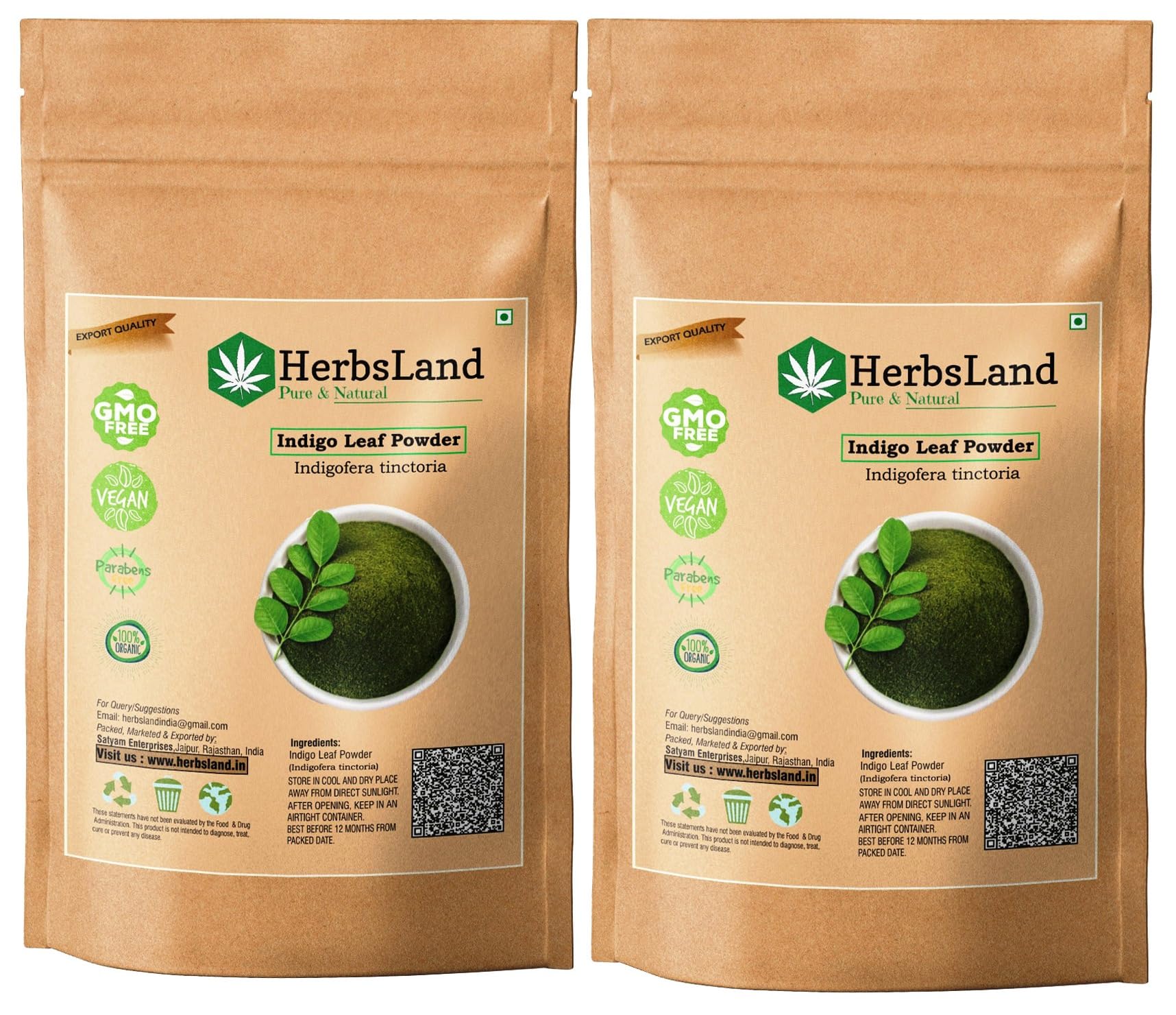 HerbsLand® Premium Indigo Leaf (Indigofera tinctoria) powder for hair care (200gm Each) (pack of 2) (400gm)-picture-21