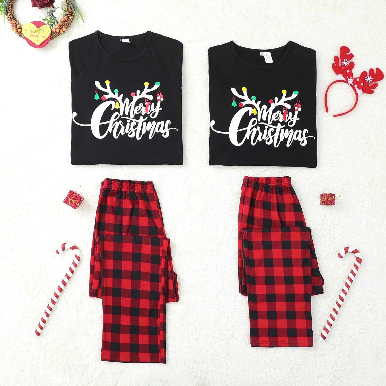 Matching Christmas Pajamas for Couples Pjs Sets Adults Classic Plaid Xmas Sleepwear for Family Men and Women - Image 5