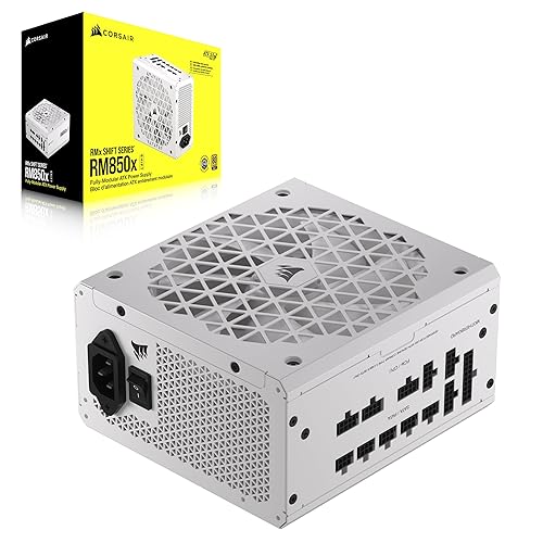 Corsair RM850x Shift Alimentation ATX Entièrement Modulaire - Interface Latérale Modulaire - Compliant ATX 3.0 & PCIe 5.0 - Condensateurs Évalués à 105°C - Efficacité 80 Plus Gold - Blanc - Blanc - 850 Watts