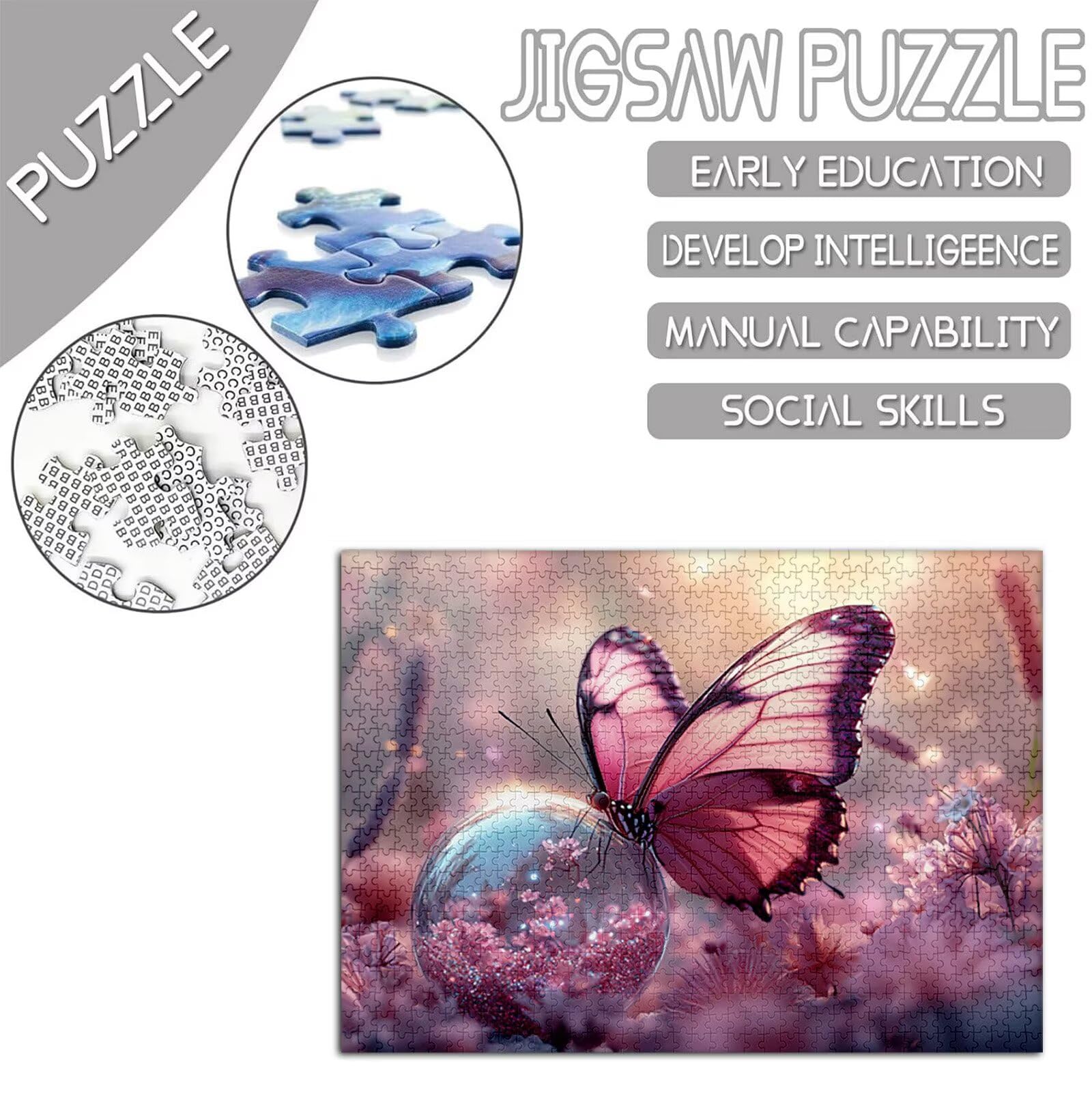 Puzzle dla dorosłych, 5000 szt., puzzle motylkowe, kryształowy wzór, drewniane puzzle, gry edukacyjne, wyzwanie, rękodzieło dla dorosłych, z pudełkiem na prezent, dekoracja ścienna do pokoju domowego