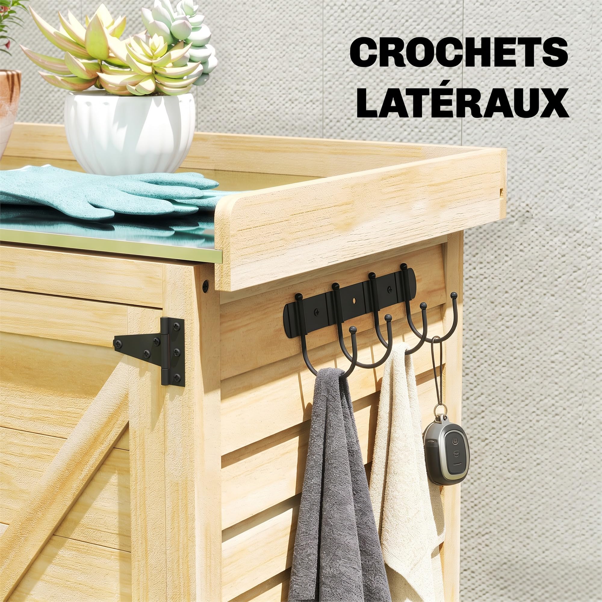 Outsunny Armoire de Jardin en Bois avec Étagère 71,5x39x95 cm Bois Naturel