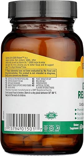 Miniatura 4 de Country Life GABA Relaxer, 60 tabletas, certificado sin gluten, certificado vegano