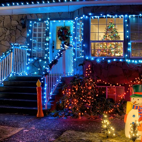 Miniatura 3 de mollie Tira de luces de Navidad con 50 luces LED de 17 pies, 8 modos de luces LED, funciona con pilas, impermeable, con cable verde, para