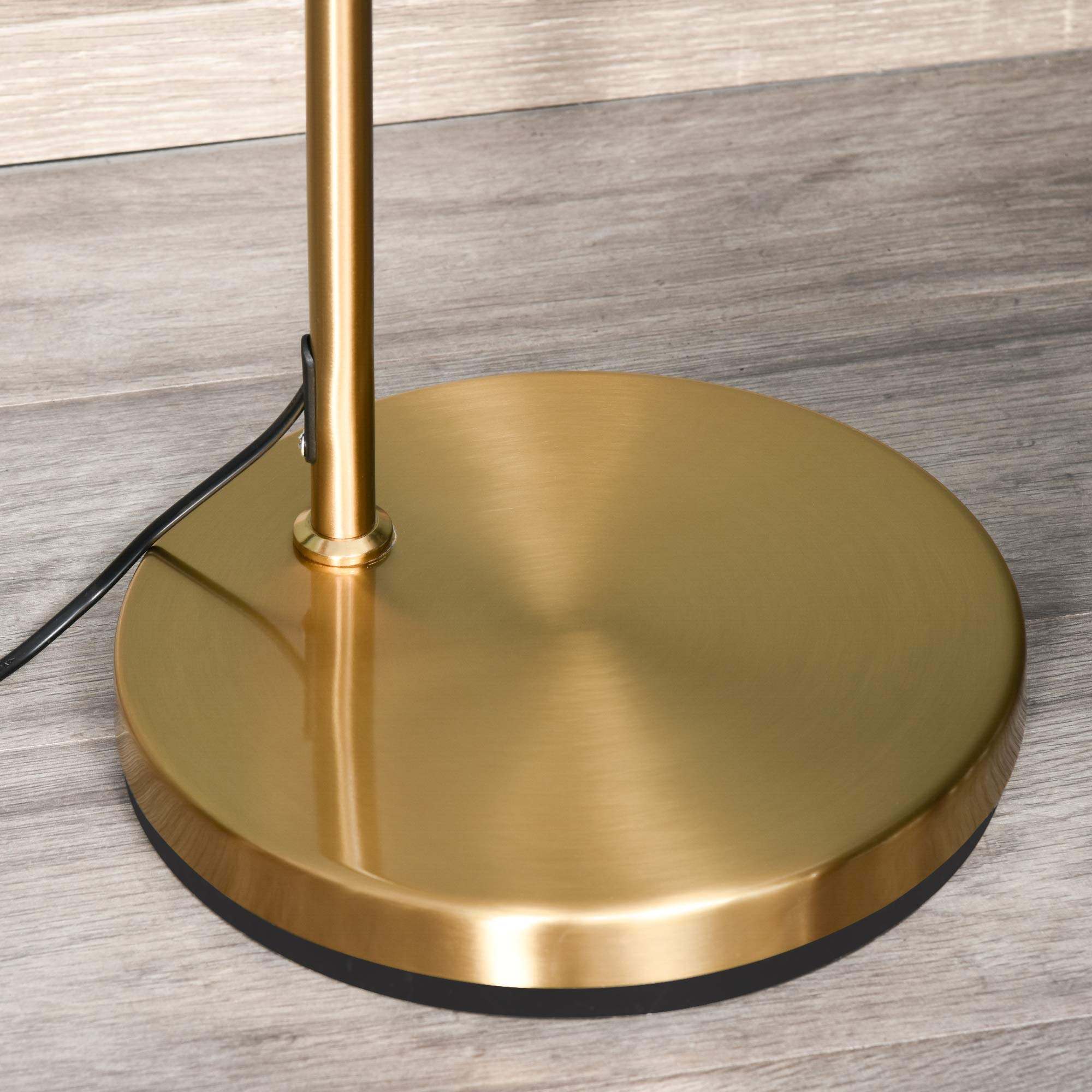 HOMCOM Lampada da Terra Moderna in Metallo E27 47x37x153cm Oro e Bianco | Paralume in Tessuto, Lampada da Lettura