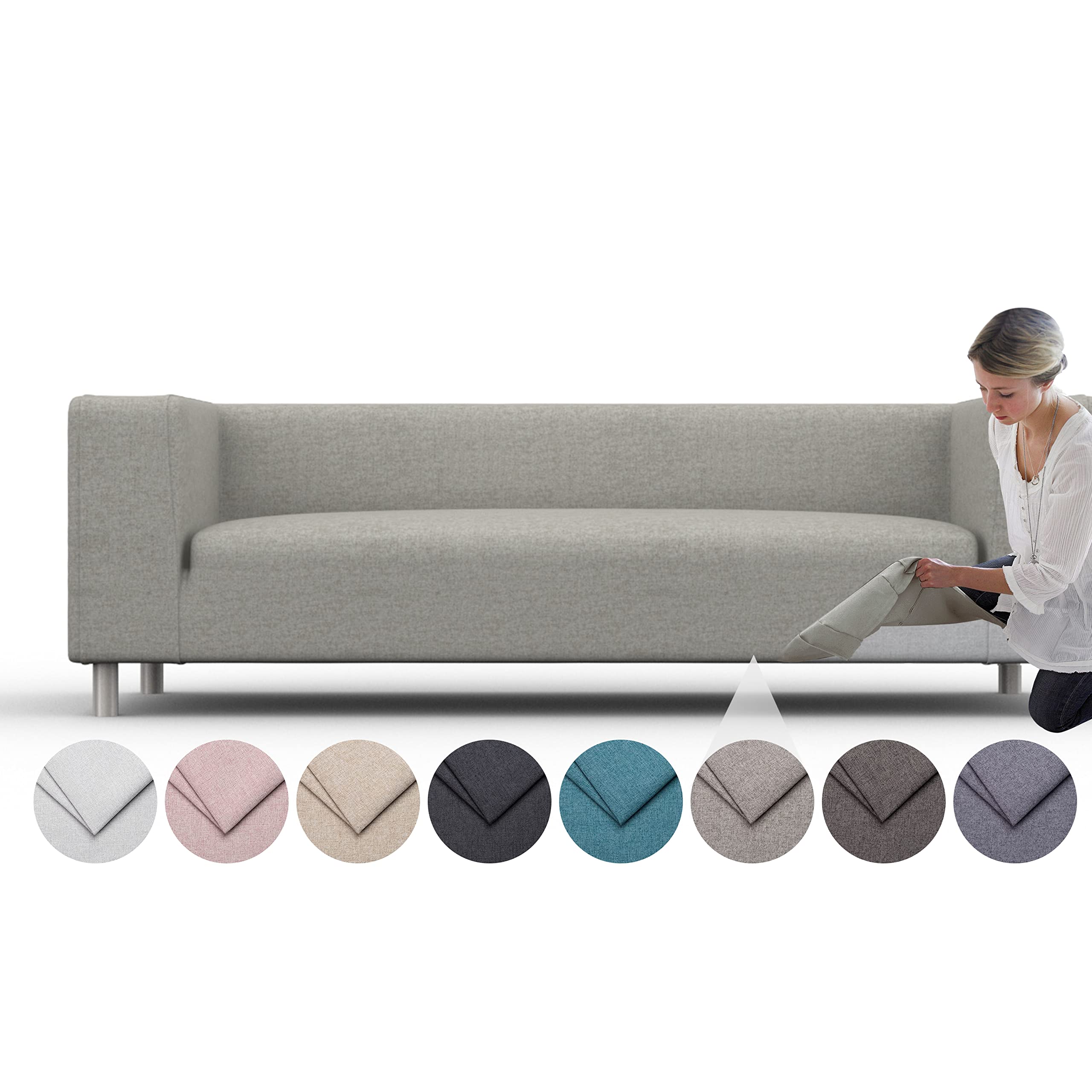 comfortly | Cover for Klippan 4 Seat Sofa, Replacement Slipcover, Heavy Duty 1 pcs Cover, Pets and Stain Proof Durable Nano-Tech Fabric, Easy to Clean & Replace (Cashmere Blends) (Rabbit)