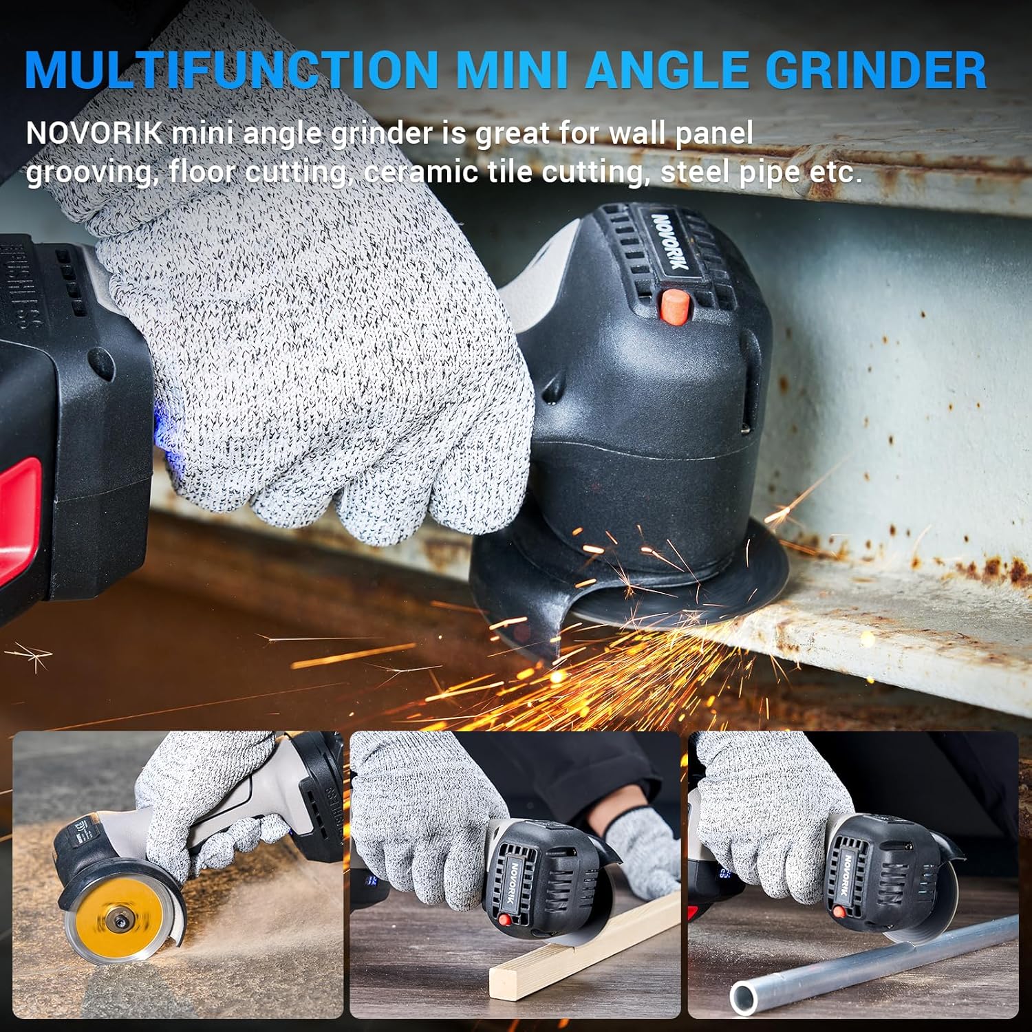 Brushless Angle Grinder, Cordless Mini Angle Grinder Brushed with 2pcs 16.8V 2000mAh Battery 5-Cutting Discs, Power Angle Grinder for Wood Metal Stone Concrete