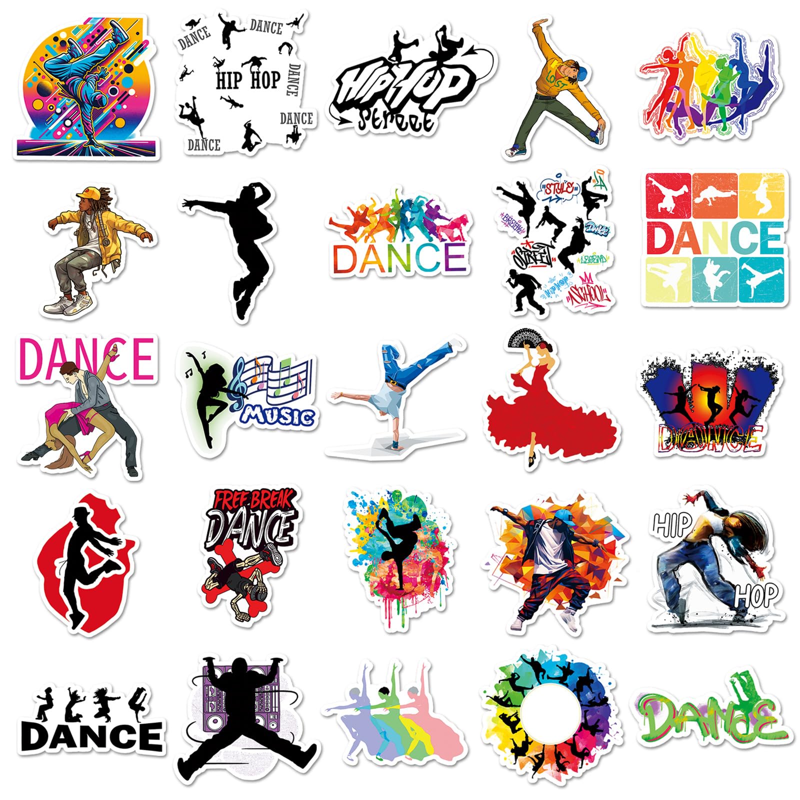 50 Pcs Dance Vinyl Stickers,Motivational Dance Graffiti Stickers,Vinyl Waterproof Sticker for Kids Teens Girls,for Phone Laptop Bottles Skateboard Computer Phone Luggage Guitar Gifts Sticker - Image 3
