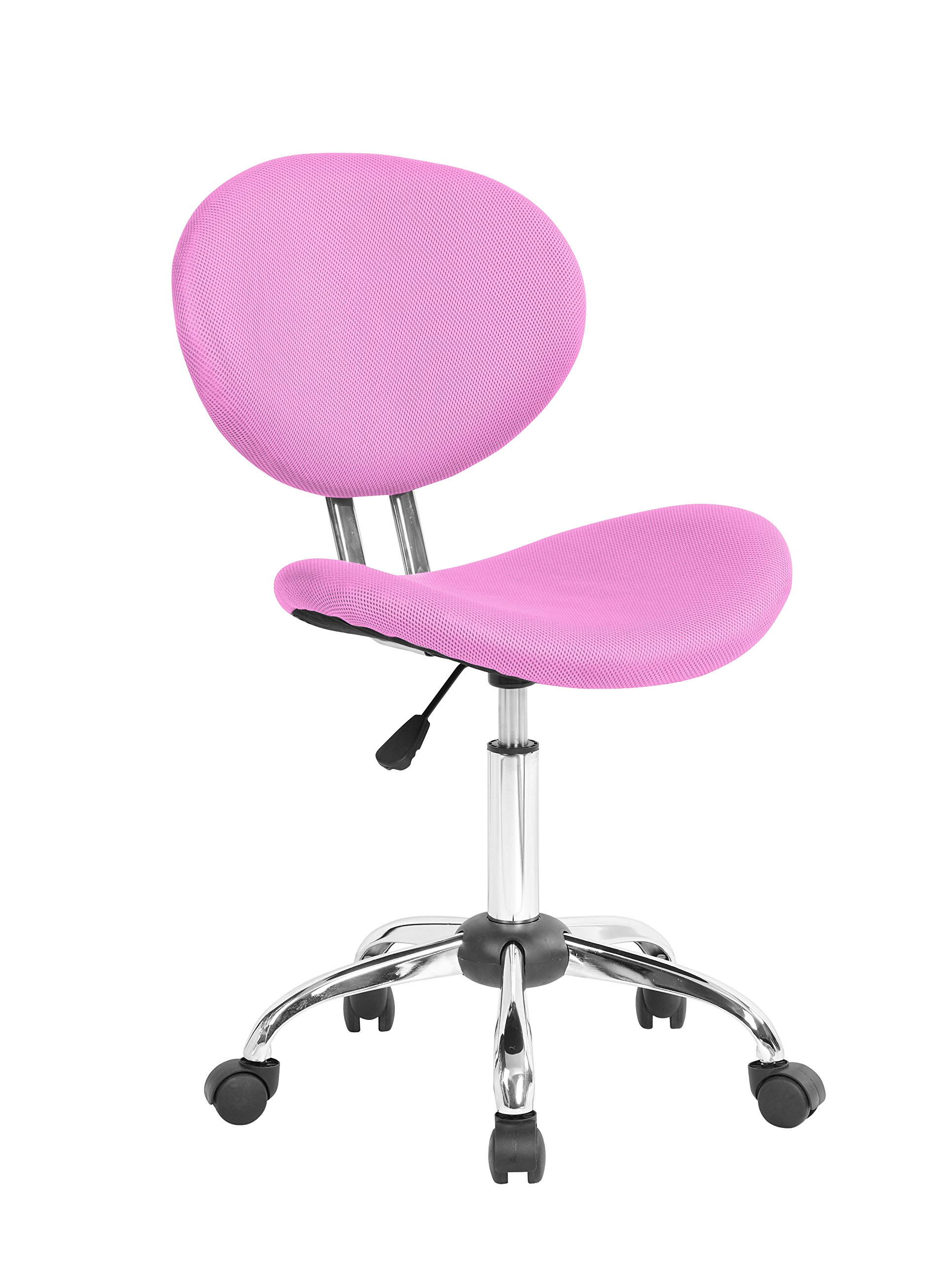 Task Chair ES-1011-PK 360 Degree Swivel Computer Office Chair without Arms with chrome base, Pink