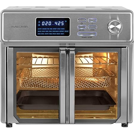 Kalorik 26 QT Digital Maxx Air Fryer Oven with 7 Accessories, Roaster,  Broiler, Rotisserie, Dehydrator, Oven, Toaster, Pizza Oven and Slow Cooker.  ...