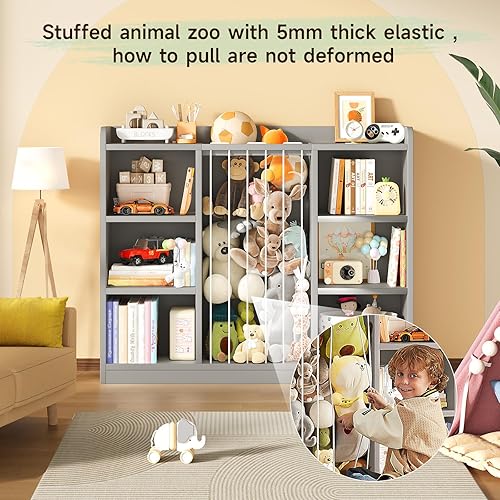 Miniatura 4 de Zoológico de animales de peluche para niños pequeños, organizador de almacenamiento de juguetes para sala de juegos, organizador y almacenamiento de