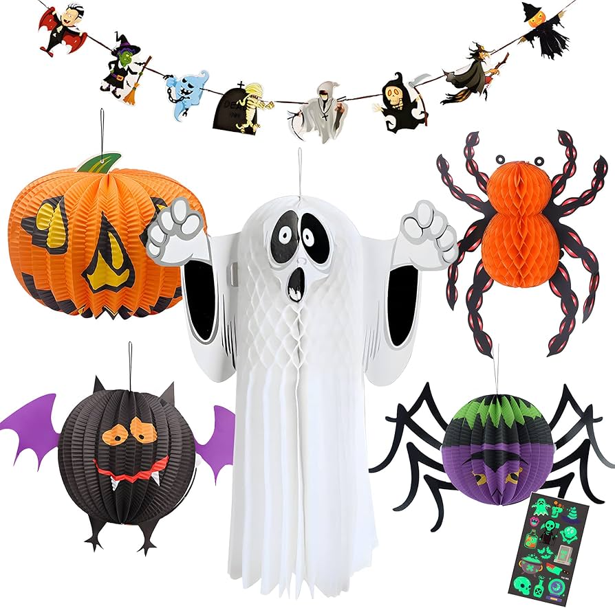Amazon | GOKEI ハロウィン 飾り 3D 提灯 紙製 7点セット 飾り付け