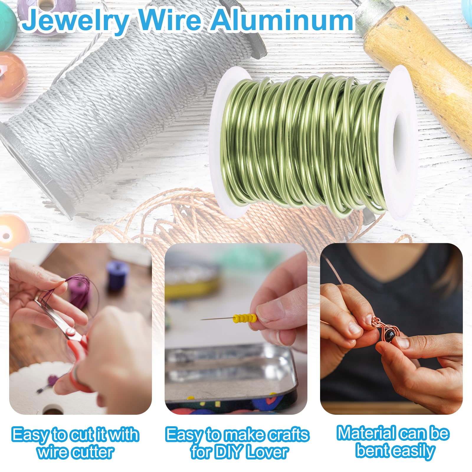 PATIKIL 10 Gauge 2.5mm Aluminum Craft Wire, 32.8 Ft Metal Wire Armature Bendable Wire for Jewelry Making Metal Wrap DIY Apple Green - Image 3