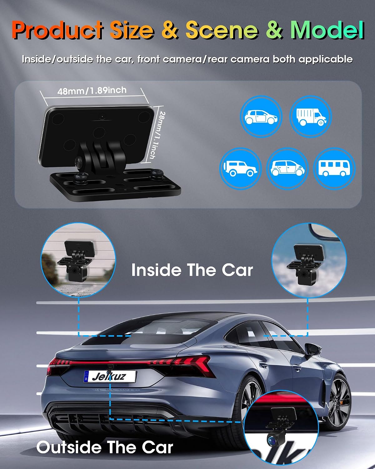 Rear Camera Holder Dash Cam Car Rear Camera Rear Window Bracket Backup Camera Mount 【Strong Adhesive】 180° Adjustment Rearview Camera Bracket Rear Windshield for SUV, Truck, RV, Auto