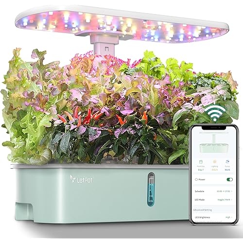 LETPOT LPH-Air Hydroponics Growing System Kits, APP & WiFi Controlled Smart Indoor Garden with 24W Grow Light Full Spectrum, 10 Pods Planter Indoor Gardening for Gifts, Kitchen, Vegetable