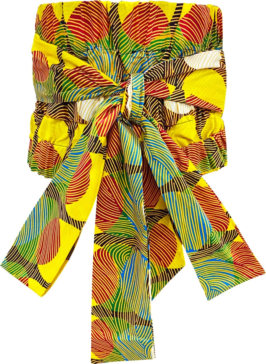 Women's African Print Tie Elastic Stretchy Vintage Wide Waist Belts for Tops Dress