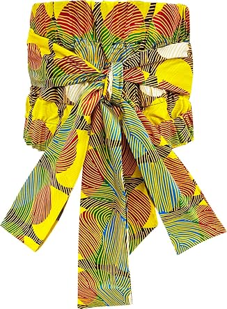 Womens African Print Tie Elastic Stretchy Vintage Wide Waist Belts for Tops Dress